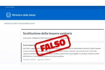 Attenzione!! Tentativo di truffa in corso. False comunicazioni a nome del Ministero della Salute per rinnovare la tessera sanitaria.