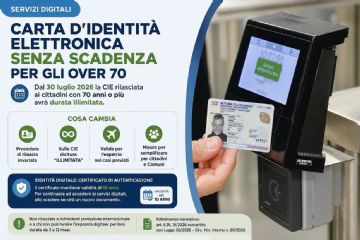 Carta d'Identità Elettronica (CIE): validità illimitata per i cittadini dai 70 anni.